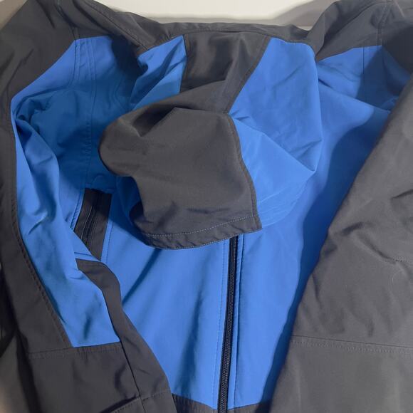 Elevate Men's Large Blue & Black Jacket with Hood Fleece Type Lining Zippered - Picture 7 of 16